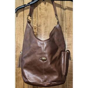 Strada Brown Shoulder Bag Purse‎ Handbag Faux Leather Pre-owned
